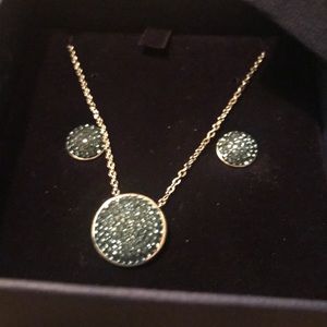 Blue crystal necklace and earring set with box